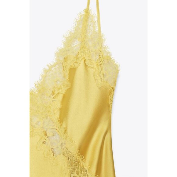 ZARA SATIN MIDI DRESS WITH LACE - Picture 8 of 8